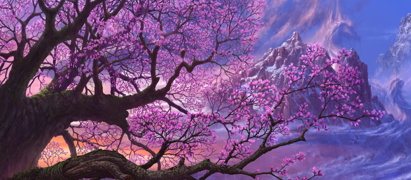 Сакура дерево. Сакура арты дерево. Дерево Сакуры интересная Графика. Японский пейзаж со зданиями. Сакура гайд
