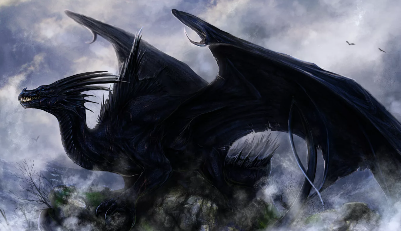Черные крылатые. Гебридский чёрный дракон. Дракон Блэк драгон. Анкалагон.